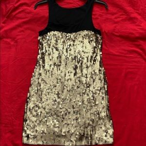 Gold and black mini dress size XS